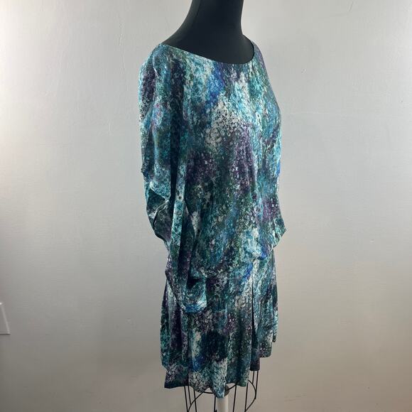 Mado Et Les Autres Green Blue Top and Skirt Set Marble Print Boat Neck Size 36 - Picture 6 of 11